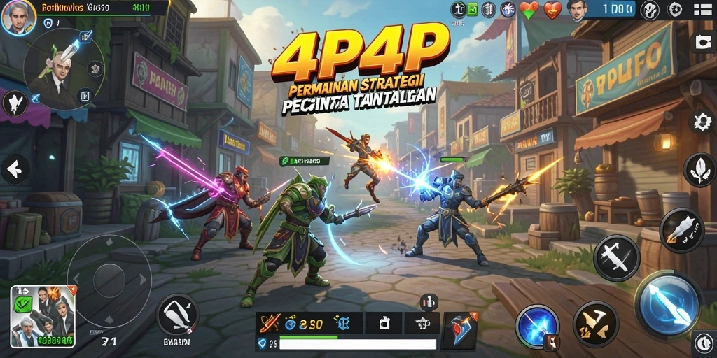 Tampilan dinamis permainan strategi 4P4P yang menantang.