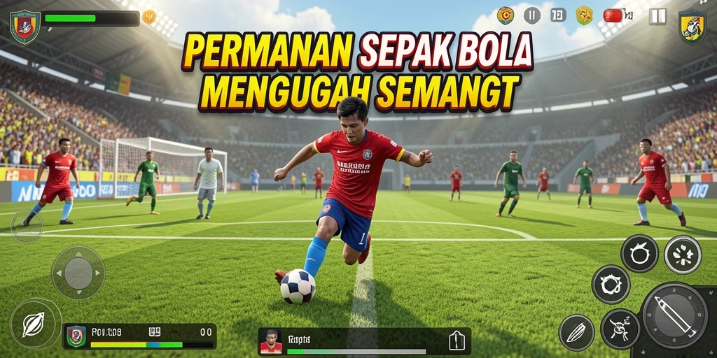 Screenshot 8180 menunjukkan aksi menegangkan di lapangan sepak bola.