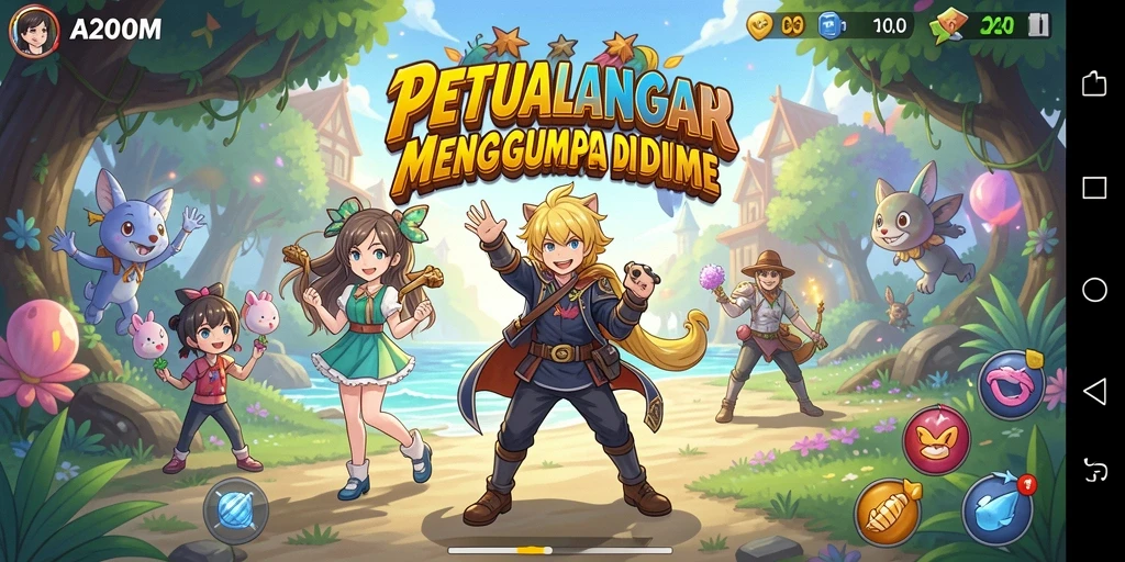 Screenshot A200M menampilkan karakter Anime dalam aksi pertarungan yang seru.