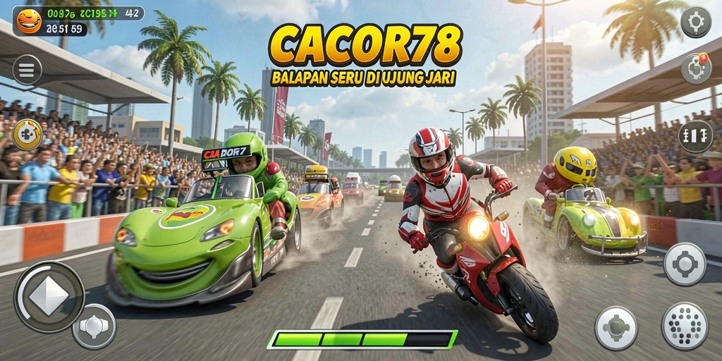 Tampilan menarik dari gameplay balapan di CACOR78.