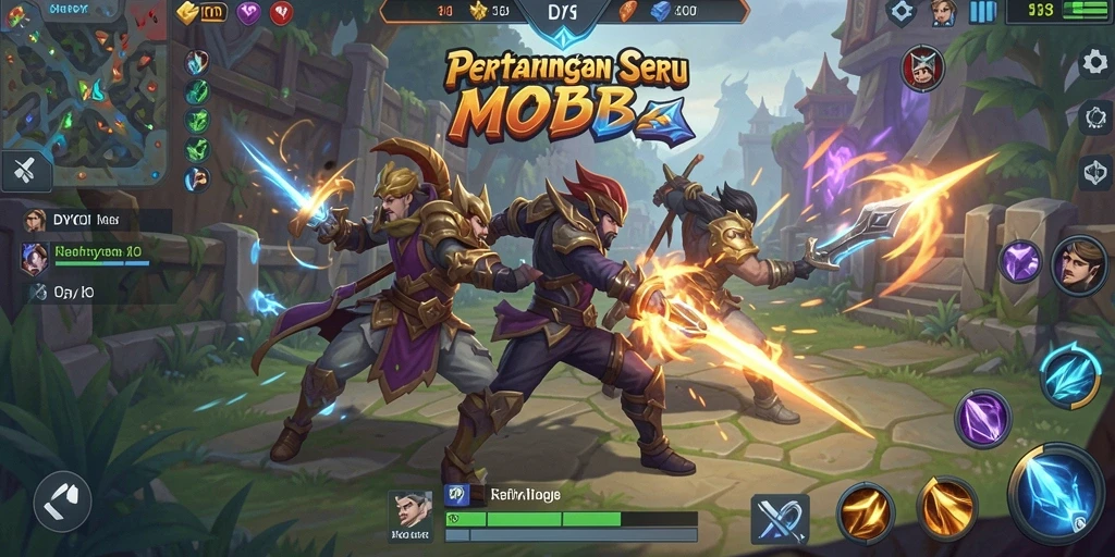 Screenshot DYO1 menampilkan aksi seru dalam pertarungan MOBA.
