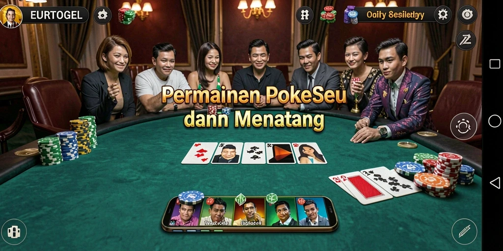 Tampilan gameplay Poker yang mendebarkan dan interaktif.