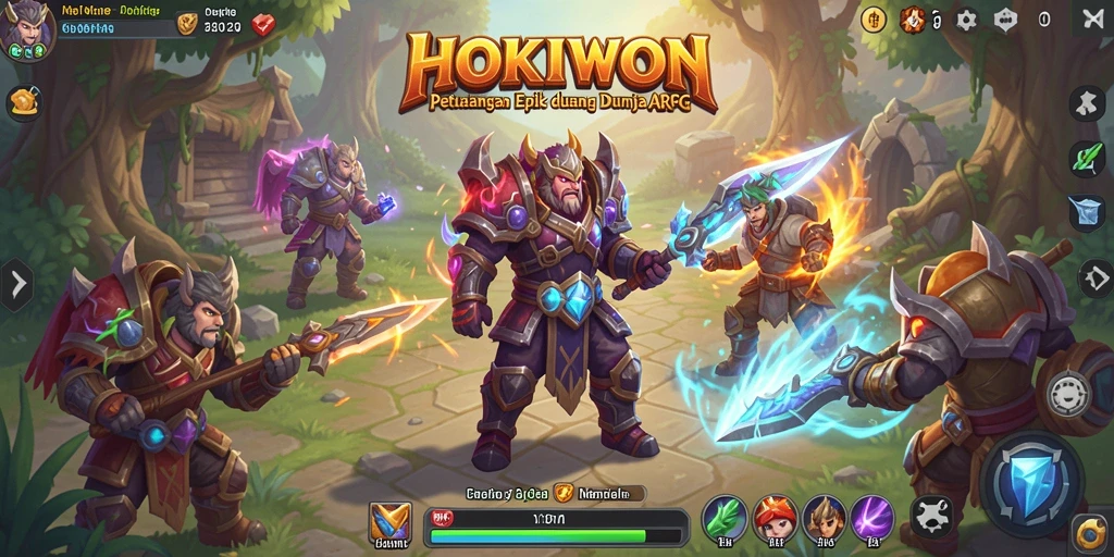 Gambar menampilkan pertarungan seru di dunia HOKIWON.