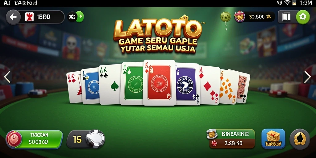 Tampilan utama LATOTO dengan gameplay Gaple yang seru.