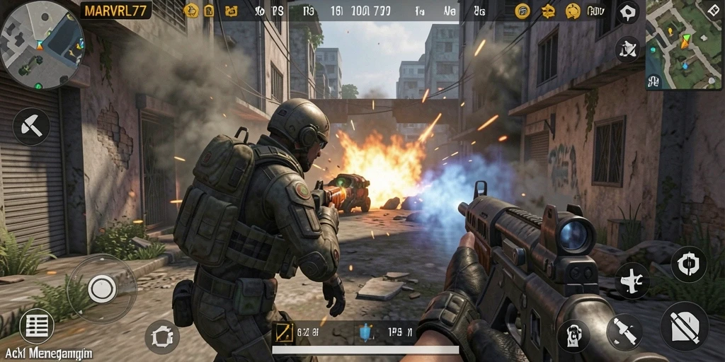 Tampilan gameplay seru dalam MARVRL77 yang menghibur.