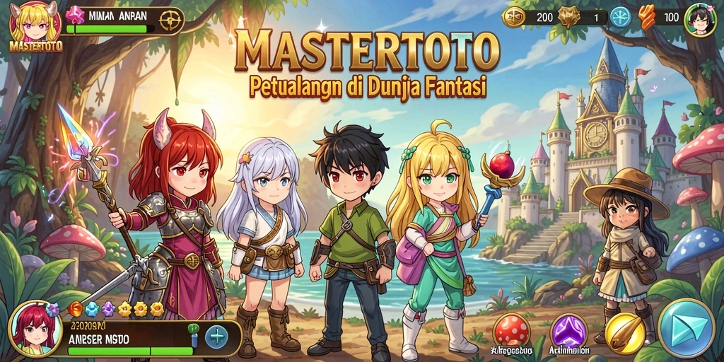 Tampilan gameplay MASTERTOTO yang penuh warna dan karakter anime ikonik.