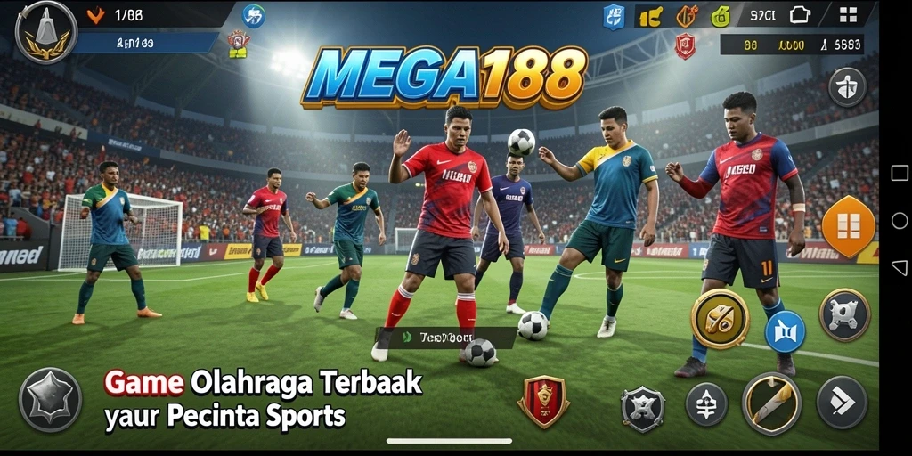 Tampilan gameplay utama MEGA188 yang penuh aksi olahraga.