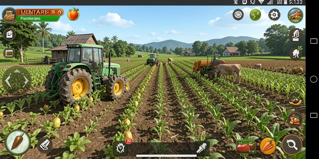 Screenshot gameplay MENTARI138 menampilkan suasana kebun yang indah dan interaksi tanaman.