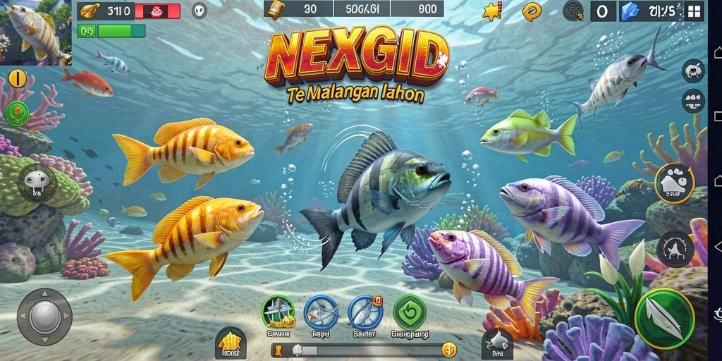 Tangkapan layar gameplay seru NEXGID saat berburu ikan.