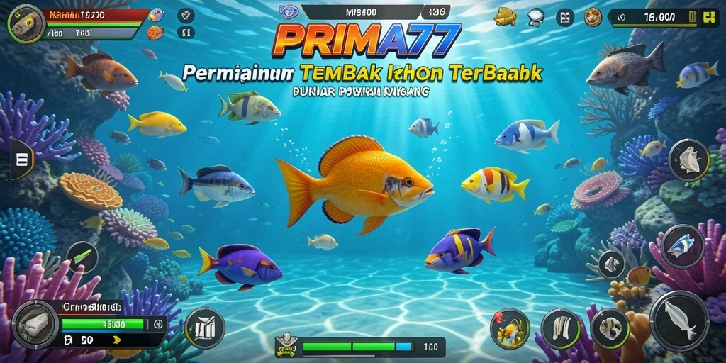 Tangkapan layar gameplay menampilkan aksi seru tembak ikan di PRIMA77.