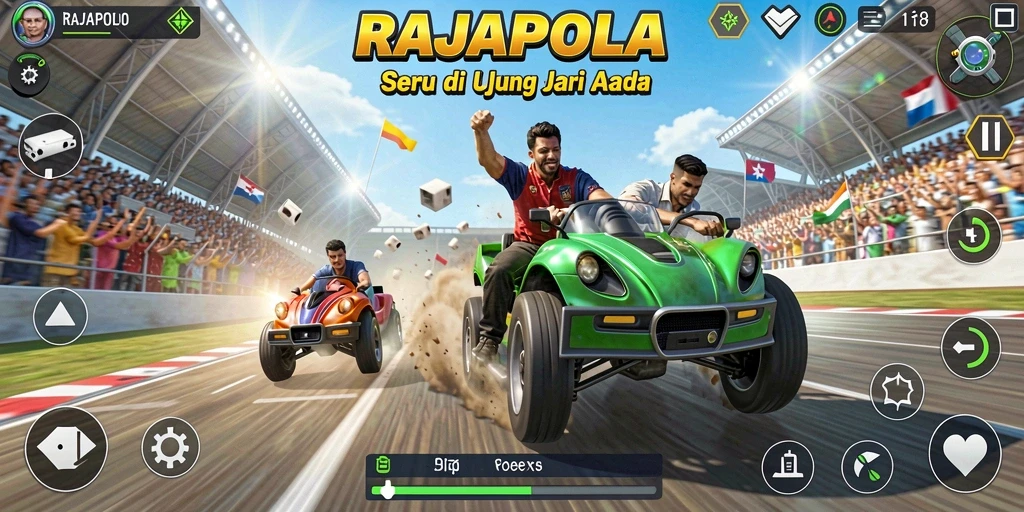 Gameplay seru dan menegangkan dari RAJAPOLA saat balapan.