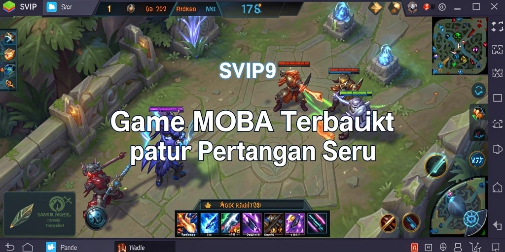 Screenshot utama SVIP9 menampilkan aksi gameplay MOBA yang mendebarkan.