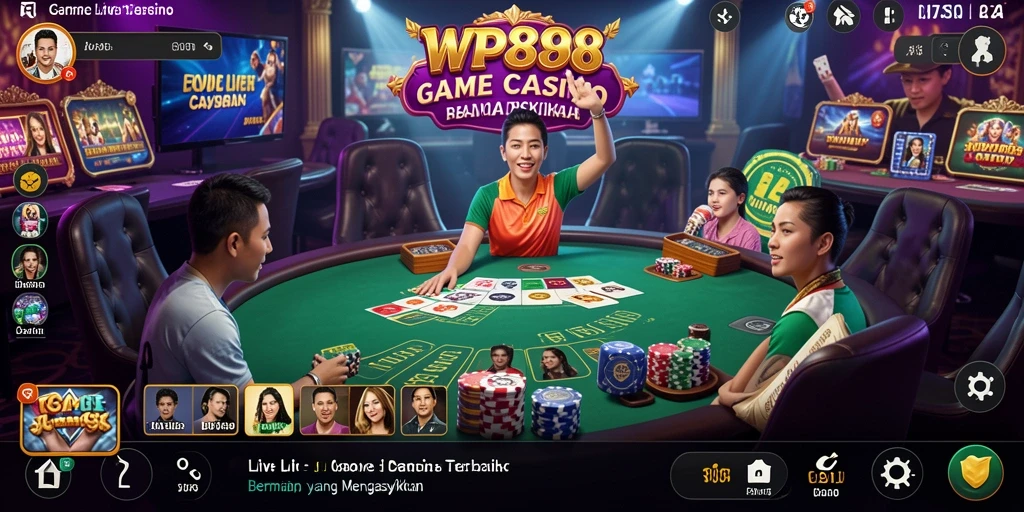 Tampilan screenshot WP888 yang menunjukkan dealer langsung dalam aksi.