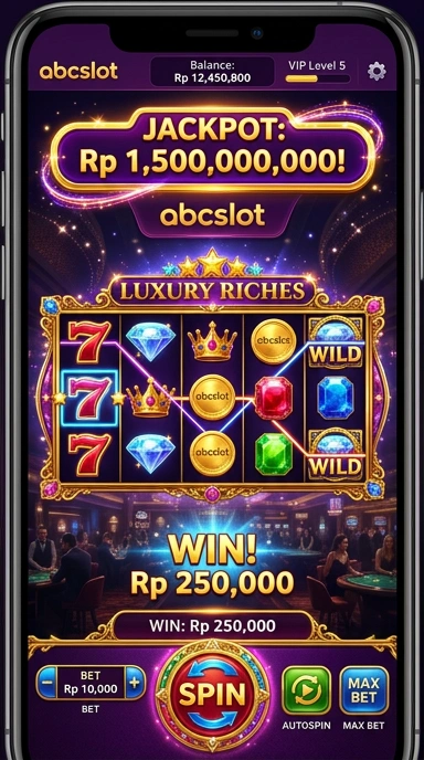 Tampilan awal aplikasi abcslot yang informatif.